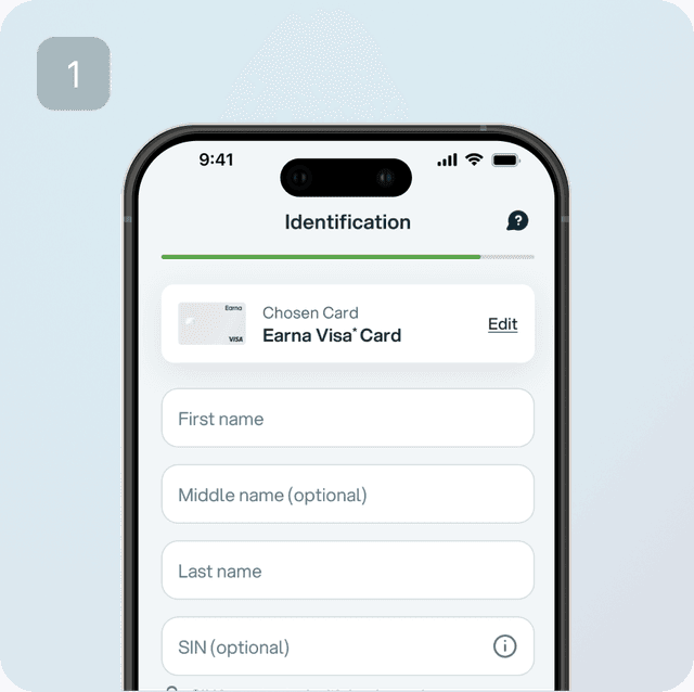 phone screen showing Earna apply online form