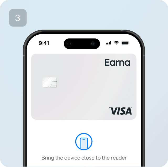phone screen showing Earna card added to digital wallet