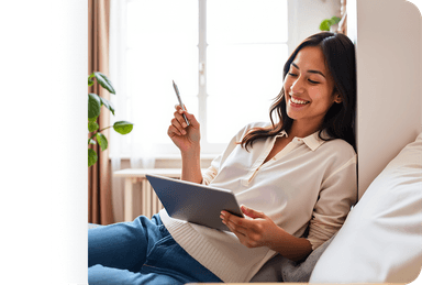girl looking at Ipad