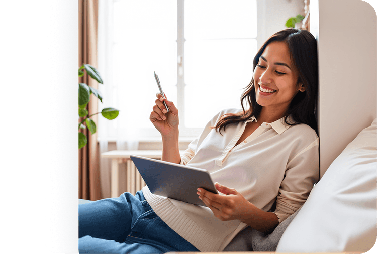 girl looking at Ipad