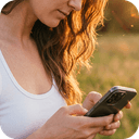 girl looking at phone